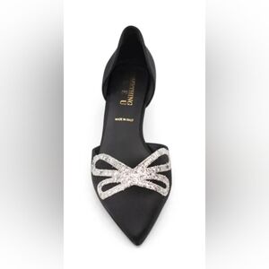 Something Bleu Darla d'Orsay Kitten Heel New Size 7 Black With Silver Bow